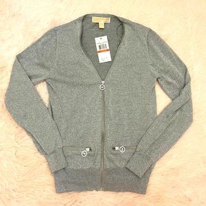 Michael Kors XS New NWT Women’s Silver Sparkle Cardigan Jacket Size XSmall